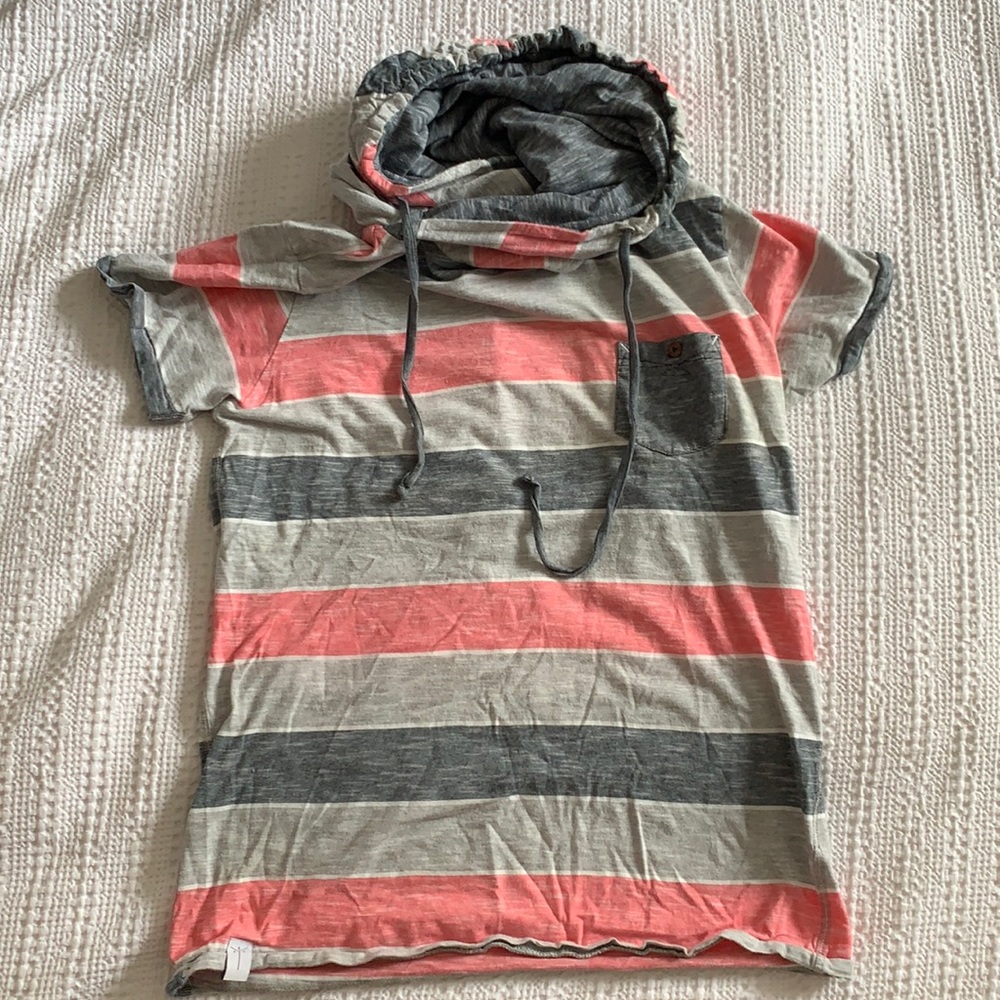 Pink & Grey Cowl Neck Tee